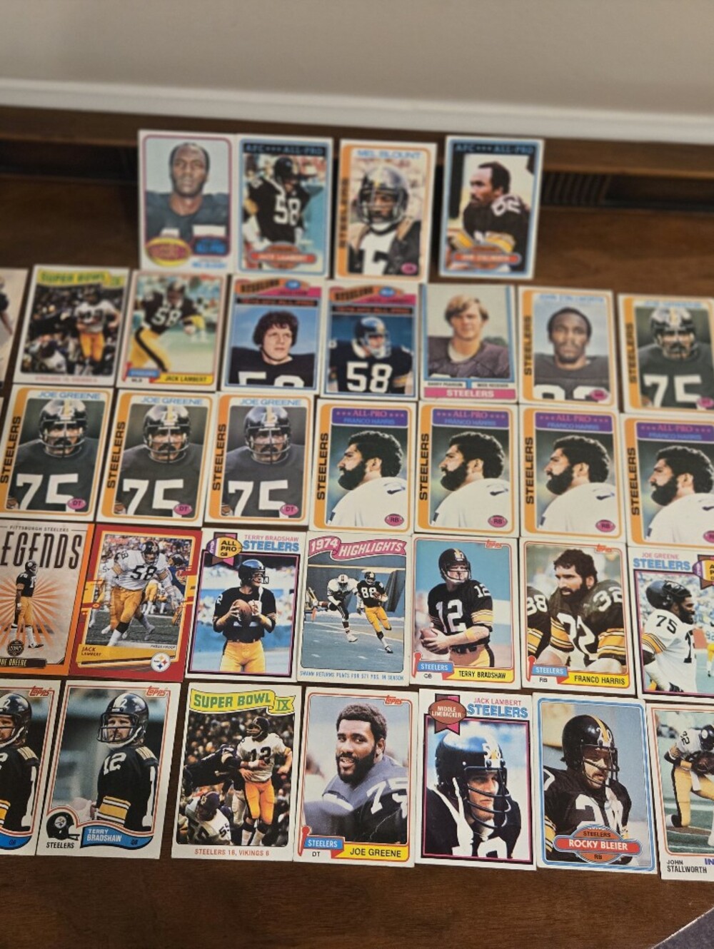 Vintage Pittsburgh Steelers Football Card Lot - Multi Color 1970s Bradshaw Green